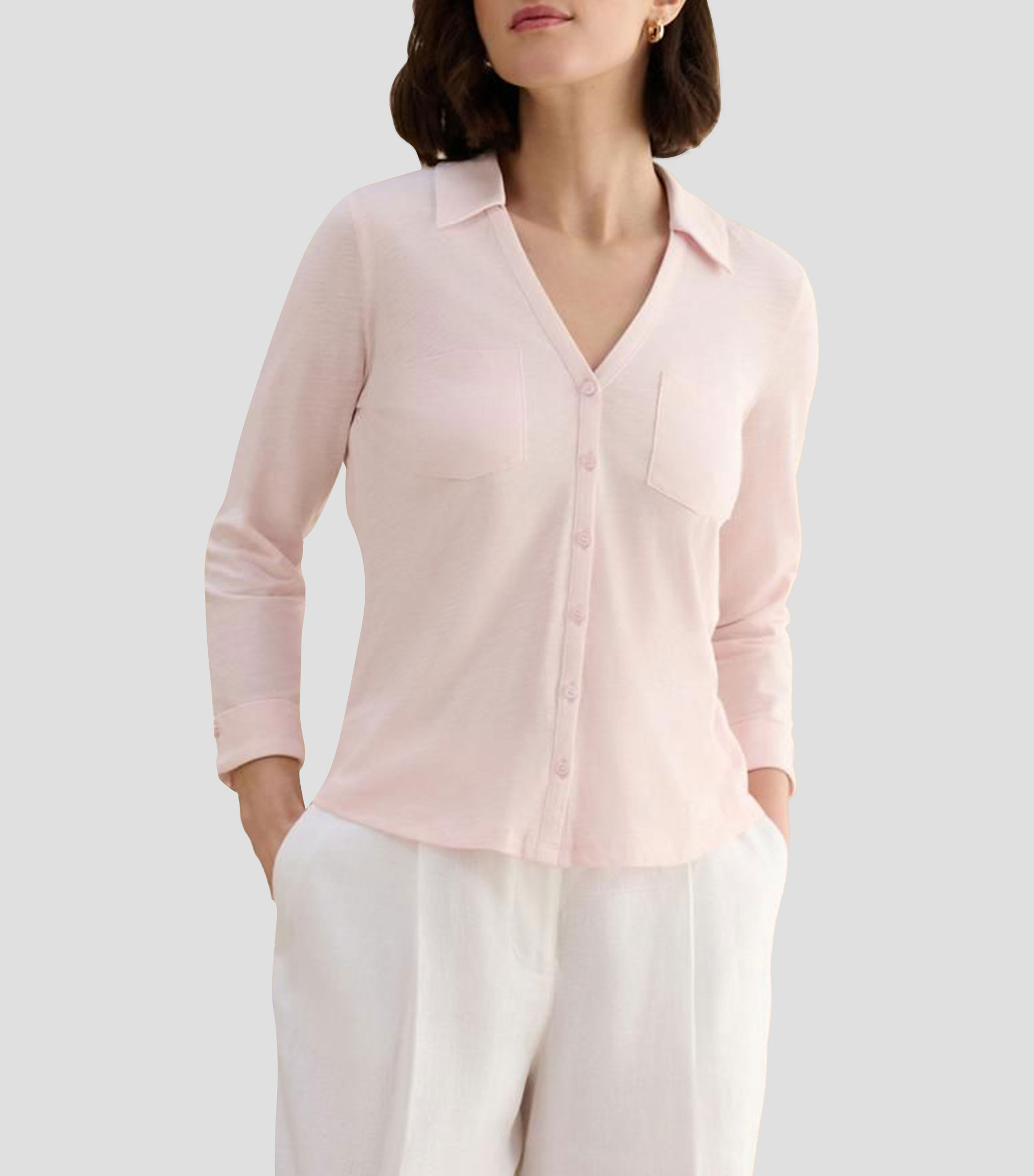 Camisa lisa manga 3/4 Mujer
